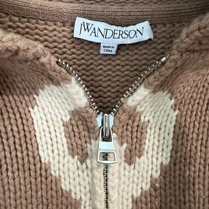 JW ANDERSON SIZE M BEIGE ZIP UP ANCHOR HOODIE
